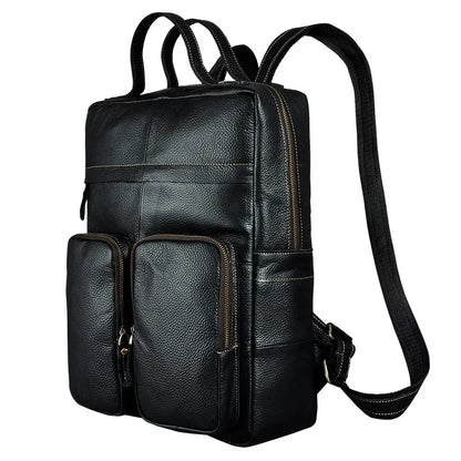 Men Backpack Genuine Leather Computer Book Bag Travel Large Capacity RKnapsack Real Cowhid School Male Laptop Backpacks Rucksack