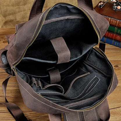 Men Backpack Genuine Leather Computer Book Bag Travel Large Capacity Real Cowhid School Retro Male Laptop Knapsack Rucksack