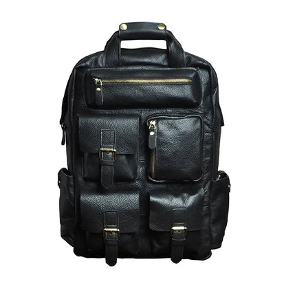 Men Backpack Genuine Leather Computer Book Bag Travel Large Capacity Real Cowhid School Retro Male Laptop Knapsack Rucksack