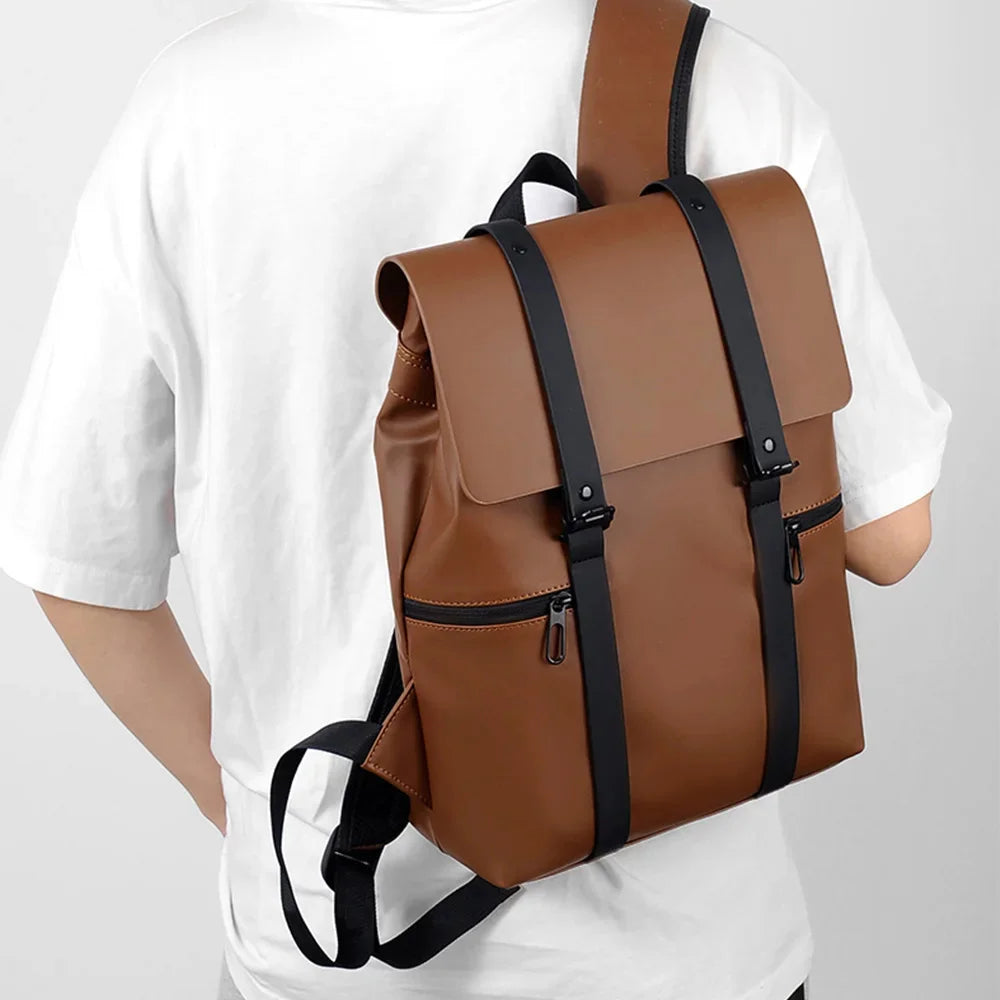 Men Backpack Rucksack Daypack Satchel Student Bag PU Leather Laptop Camputer Travel Business Male School Book Bags Knapsack