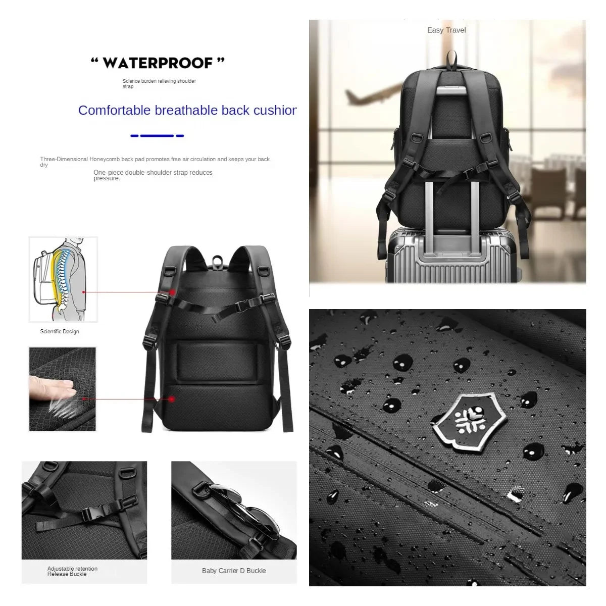 Men Backpack Waterproof Nylon Business Multifunctional Travel Laptop Fashion Packs Large-capacity More Pocket Light Backpacks