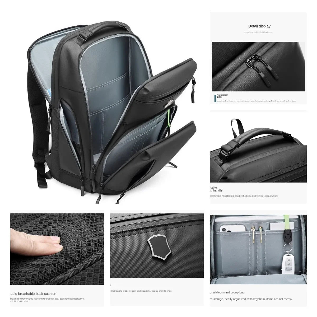 Men Backpack Waterproof Nylon Business Multifunctional Travel Laptop Fashion Packs Large-capacity More Pocket Light Backpacks
