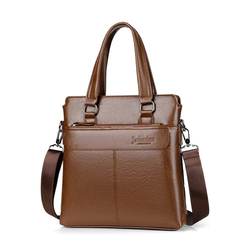 Men Briefcase PU Laptop 14 Shoulder Messenger Men's Leather Bag Office for Document A4 High Quality
