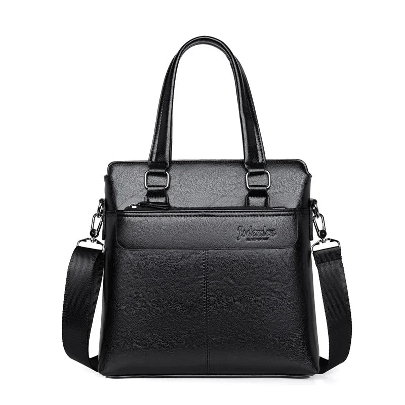 Men Briefcase PU Laptop 14 Shoulder Messenger Men's Leather Bag Office for Document A4 High Quality