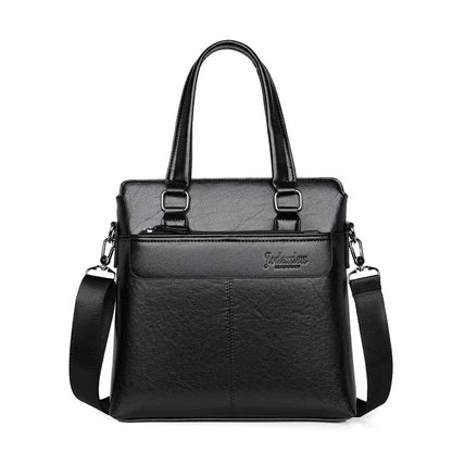 Men Briefcase PU Laptop 14 Shoulder Messenger Men's Leather Bag Office for Document A4 High Quality