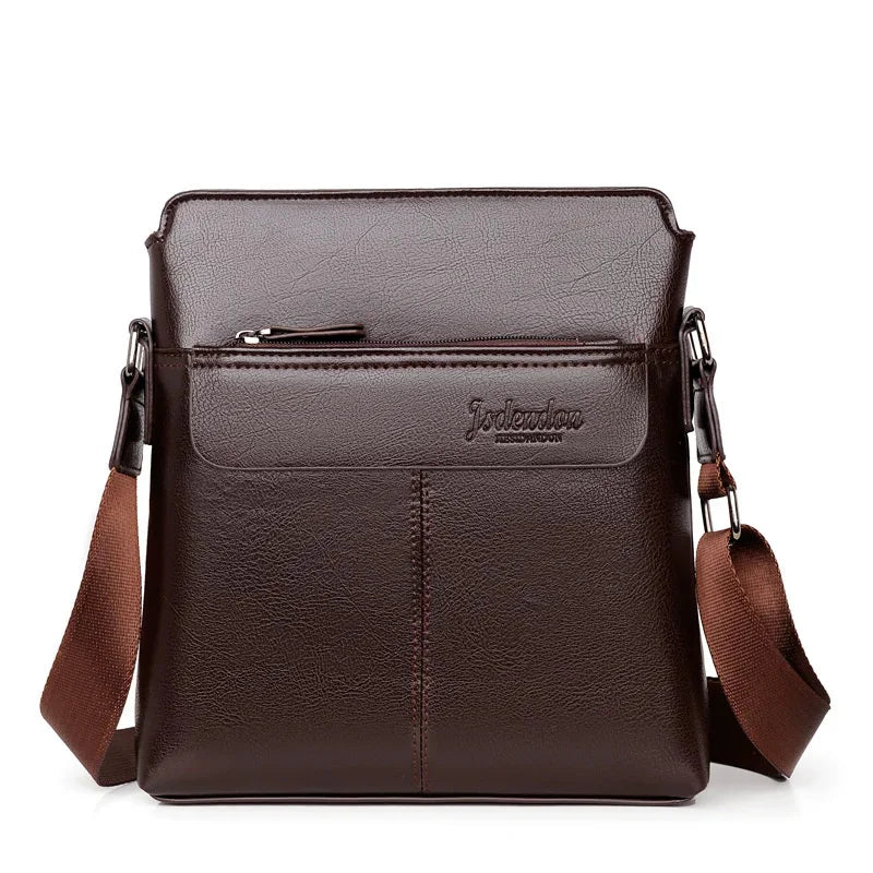 Men Briefcase PU Laptop 14 Shoulder Messenger Men's Leather Bag Office for Document A4 High Quality