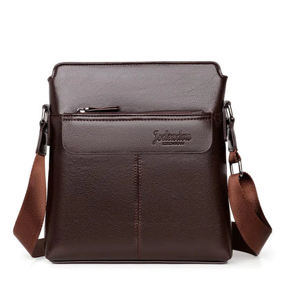 Men Briefcase PU Laptop 14 Shoulder Messenger Men's Leather Bag Office for Document A4 High Quality