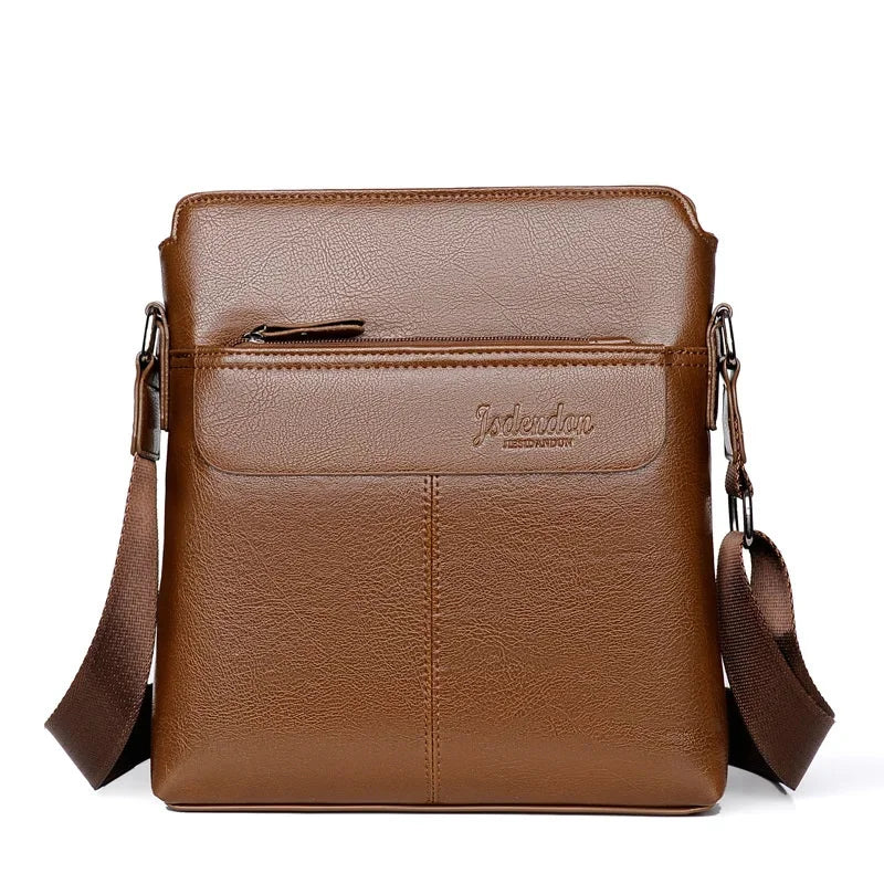 Men Briefcase PU Laptop 14 Shoulder Messenger Men's Leather Bag Office for Document A4 High Quality