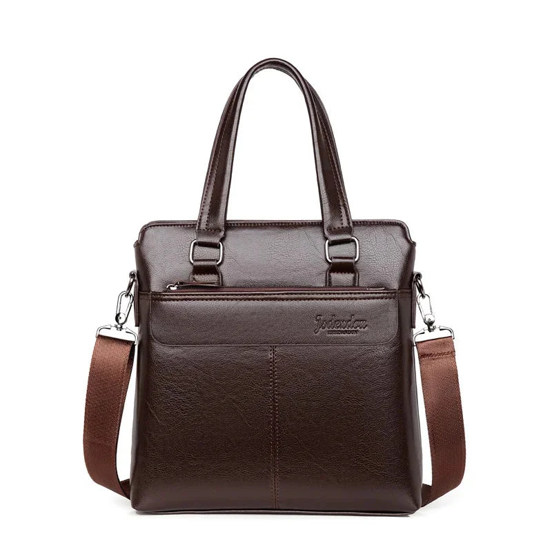 Men Briefcase PU Laptop 14 Shoulder Messenger Men's Leather Bag Office for Document A4 High Quality