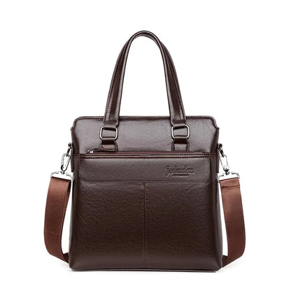 Men Briefcase PU Laptop 14 Shoulder Messenger Men's Leather Bag Office for Document A4 High Quality