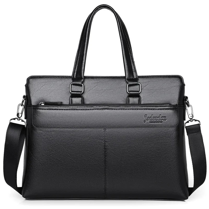 Men Briefcase PU Laptop 14 Shoulder Messenger Men's Leather Bag Office for Document A4 High Quality