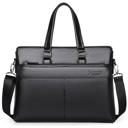 Men Briefcase PU Laptop 14 Shoulder Messenger Men's Leather Bag Office for Document A4 High Quality
