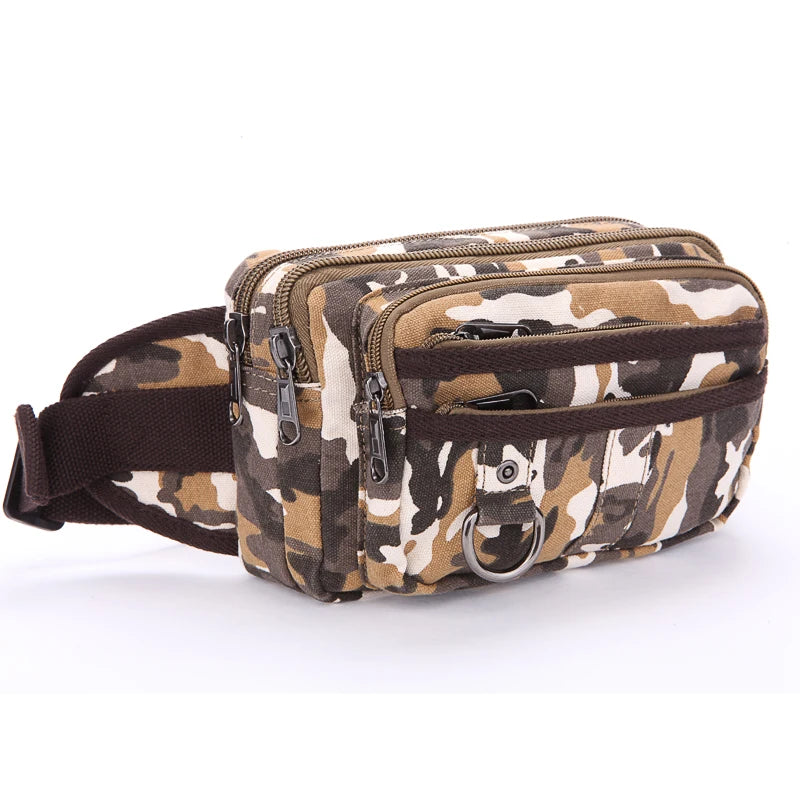 Men Camping Hiking Tactical Bag Sport Camouflage Purse Fashion Leisure Bag Small Canvas Sports Running Waist Bag