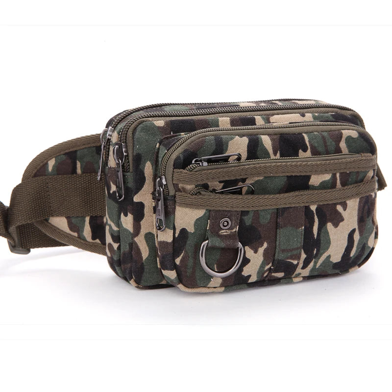 Men Camping Hiking Tactical Bag Sport Camouflage Purse Fashion Leisure Bag Small Canvas Sports Running Waist Bag