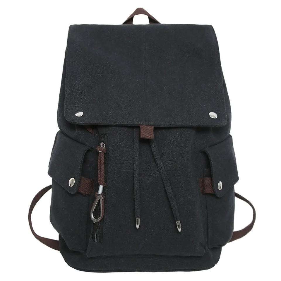 Men Canvas Backpack College Student School Chest Pack Hip Hop Streetwear Unisex Functional Tactical Backpack