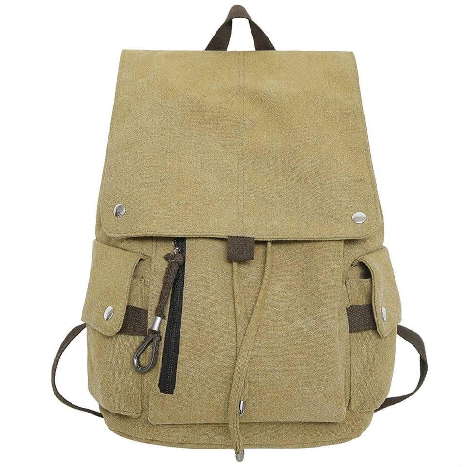 Men Canvas Backpack College Student School Chest Pack Hip Hop Streetwear Unisex Functional Tactical Backpack