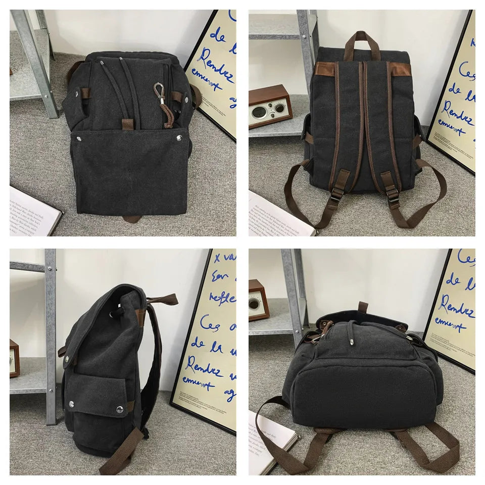 Men Canvas Backpack College Student School Chest Pack Hip Hop Streetwear Unisex Functional Tactical Backpack