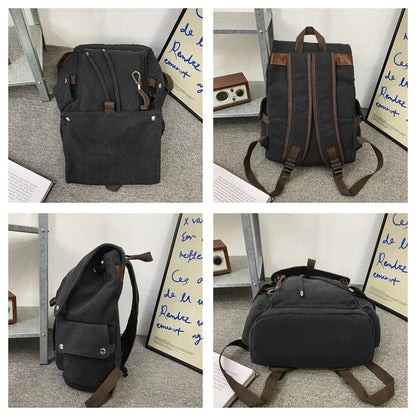 Men Canvas Backpack College Student School Chest Pack Hip Hop Streetwear Unisex Functional Tactical Backpack