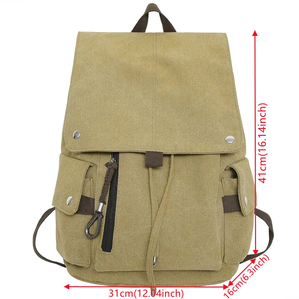 Men Canvas Backpack College Student School Chest Pack Hip Hop Streetwear Unisex Functional Tactical Backpack