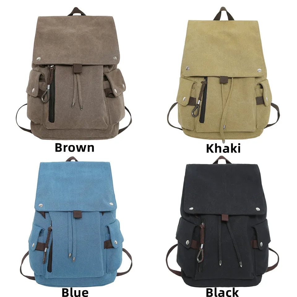 Men Canvas Backpack College Student School Chest Pack Hip Hop Streetwear Unisex Functional Tactical Backpack