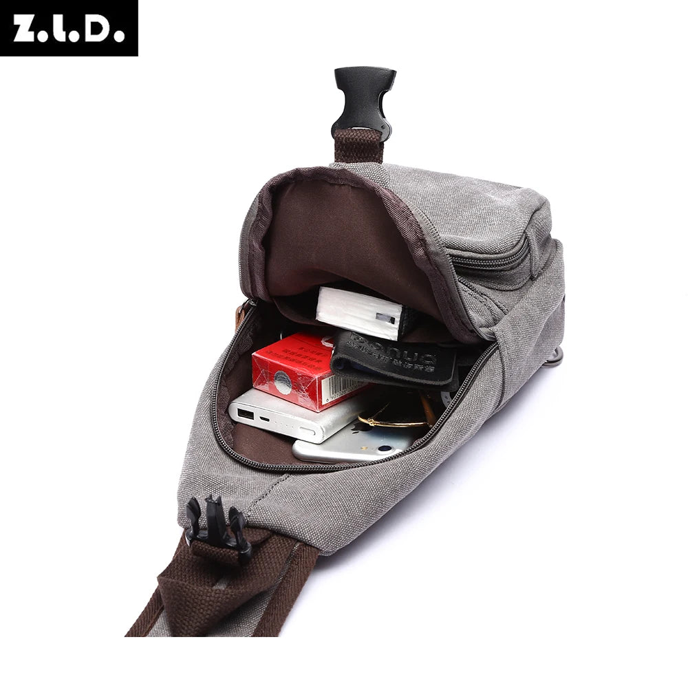 Men Canvas Chest Bags Business USB Charging Casual Bag for Travel Outdoor Chest Bags dropshipping Chest Bag