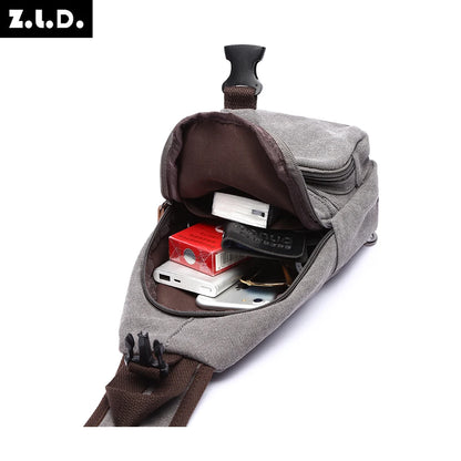 Men Canvas Chest Bags Business USB Charging Casual Bag for Travel Outdoor Chest Bags dropshipping Chest Bag