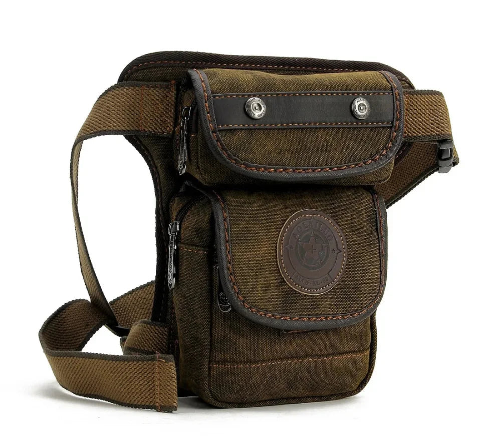 Men Canvas Motorcycle Riding Leg Bag Belt Hip Bum Messenger Shoulder Bags Casual Male High Quality Cross body Fanny Waist Pack