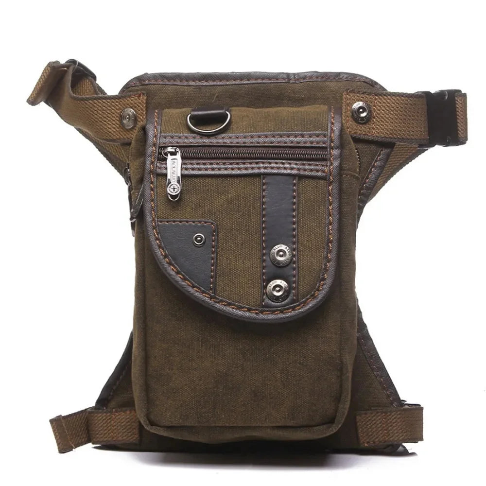 Men Canvas/Nylon Drop Leg Fanny Bag Belt Hip Bum Thigh Pouch Motorcycle Trekking Crossbody Messenger Shoulder Waist Pack Bags