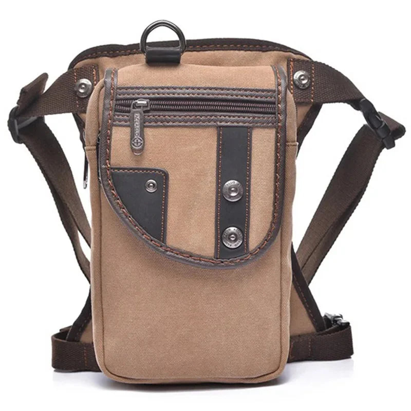 Men Canvas/Nylon Drop Leg Fanny Bag Belt Hip Bum Thigh Pouch Motorcycle Trekking Crossbody Messenger Shoulder Waist Pack Bags
