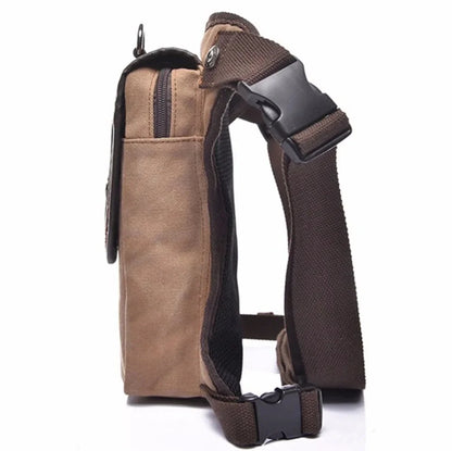 Men Canvas/Nylon Drop Leg Fanny Bag Belt Hip Bum Thigh Pouch Motorcycle Trekking Crossbody Messenger Shoulder Waist Pack Bags