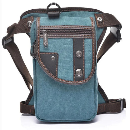 Men Canvas/Nylon Drop Leg Fanny Bag Belt Hip Bum Thigh Pouch Motorcycle Trekking Crossbody Messenger Shoulder Waist Pack Bags