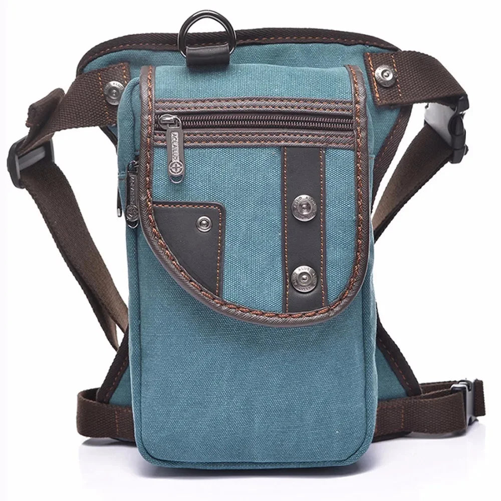 Men Canvas/Nylon Drop Leg Fanny Bag Belt Hip Bum Thigh Pouch Motorcycle Trekking Crossbody Messenger Shoulder Waist Pack Bags