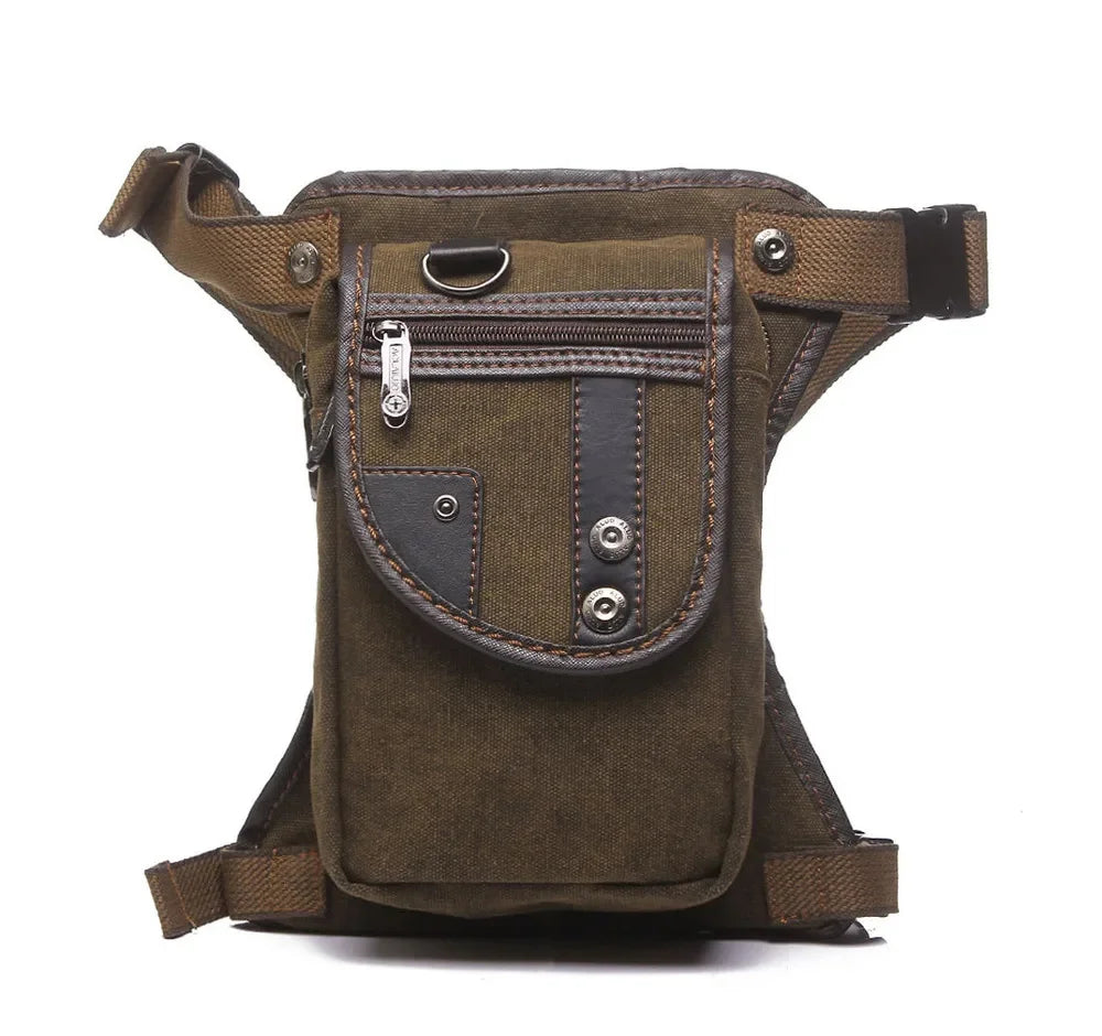 Men Canvas/Nylon Drop Leg Fanny Bag Belt Hip Bum Thigh Pouch Motorcycle Trekking Crossbody Messenger Shoulder Waist Pack Bags