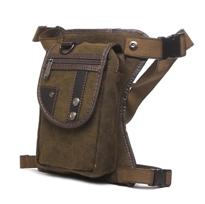 Men Canvas/Nylon Drop Leg Fanny Bag Belt Hip Bum Thigh Pouch Motorcycle Trekking Crossbody Messenger Shoulder Waist Pack Bags