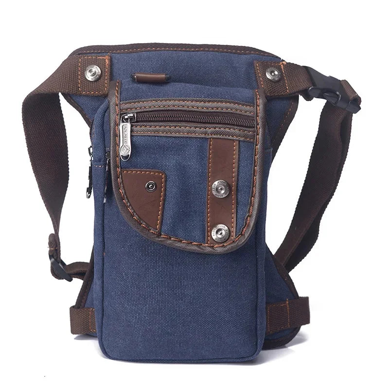 Men Canvas/Nylon Drop Leg Fanny Bag Belt Hip Bum Thigh Pouch Motorcycle Trekking Crossbody Messenger Shoulder Waist Pack Bags