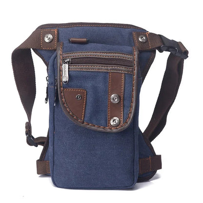 Men Canvas/Nylon Drop Leg Fanny Bag Belt Hip Bum Thigh Pouch Motorcycle Trekking Crossbody Messenger Shoulder Waist Pack Bags