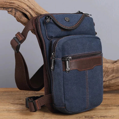 Men Canvas/Nylon Fanny Drop Leg Bags Thigh Pouch Motorcycle Riding Cross Body Shoulder Bag Military Hip Bum Belt Waist Pack