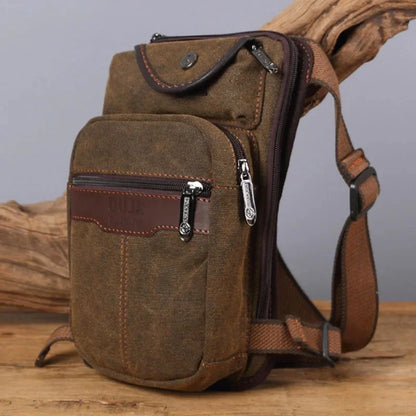 Men Canvas/Nylon Fanny Drop Leg Bags Thigh Pouch Motorcycle Riding Cross Body Shoulder Bag Military Hip Bum Belt Waist Pack
