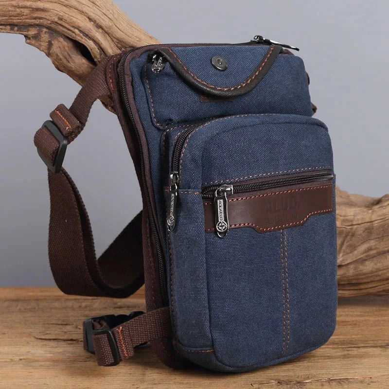 Men Canvas/Nylon Fanny Drop Leg Bags Thigh Pouch Motorcycle Riding Cross Body Shoulder Bag Military Hip Bum Belt Waist Pack