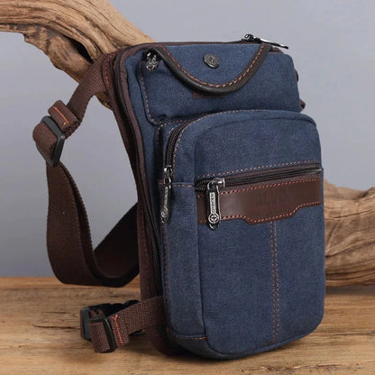 Men Canvas/Nylon Fanny Drop Leg Bags Thigh Pouch Motorcycle Riding Cross Body Shoulder Bag Military Hip Bum Belt Waist Pack