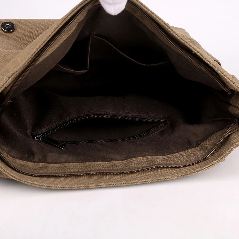 Men Canvas Shoulder Bags Casual Tote Travel Men's Crossbody Bag Luxury Messenger Bags Multi Pocket Bag Handbag
