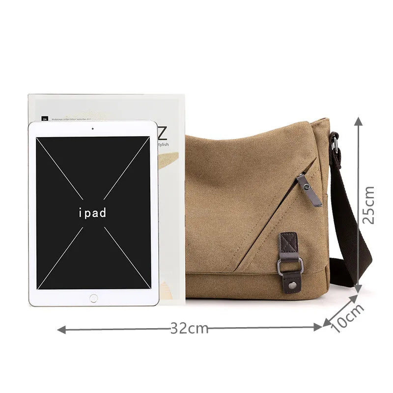 Men Canvas Shoulder Bags Casual Tote Travel Men's Crossbody Bag Luxury Messenger Bags Multi Pocket Bag Handbag