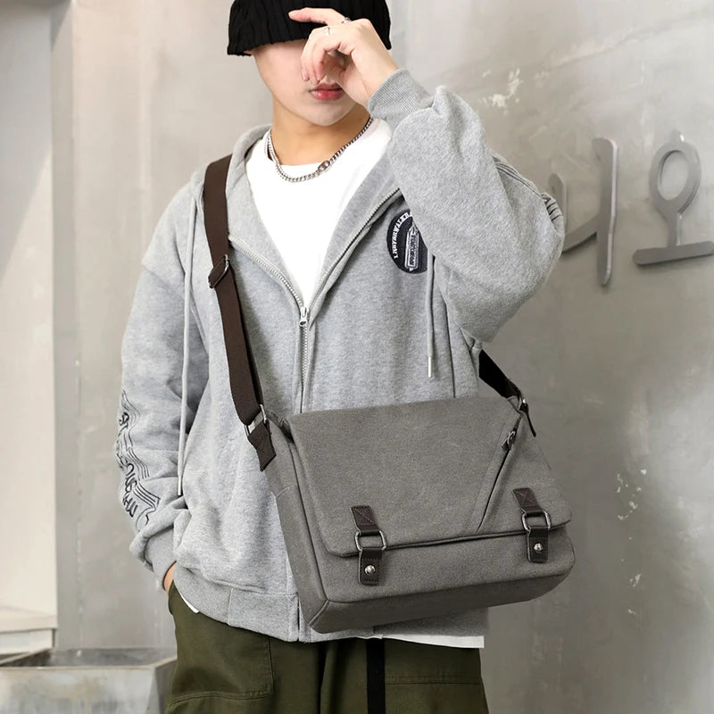 Men Canvas Shoulder Bags Casual Tote Travel Men's Crossbody Bag Luxury Messenger Bags Multi Pocket Bag Handbag