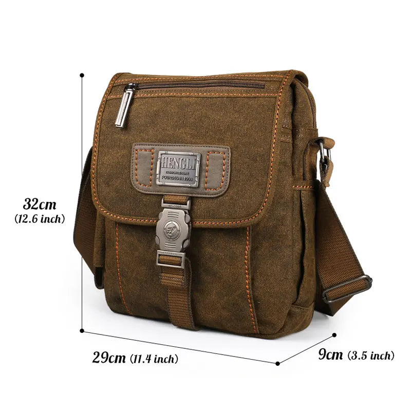 Men Canvas Shoulder Bags Leisure Resistant Retro Messenger Vintage Outdoor Wear Resistance Bag Casual Fashion Crossbody Bag