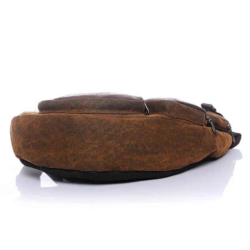Men Canvas Sling Chest Bag Backpack Knapsack Half Moon Travel Messenger Cross body Bags Male Single Rucksack Daypack