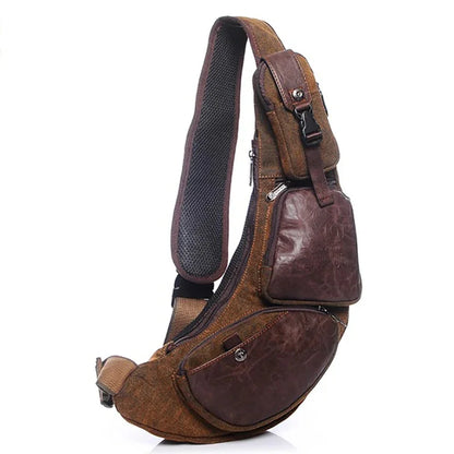 Men Canvas Sling Chest Bag Backpack Knapsack Half Moon Travel Messenger Cross body Bags Male Single Rucksack Daypack