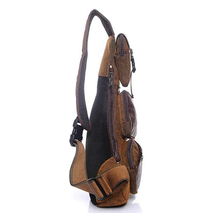 Men Canvas Sling Chest Bag Backpack Knapsack Half Moon Travel Messenger Cross body Bags Male Single Rucksack Daypack