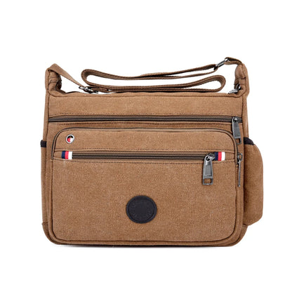 Men Canvas Travel Shoulder Bag Casual Crossbody Bags Good Qualtiy Outdoor Handbag Travel School Retro Tote Zipper Messenger Bag