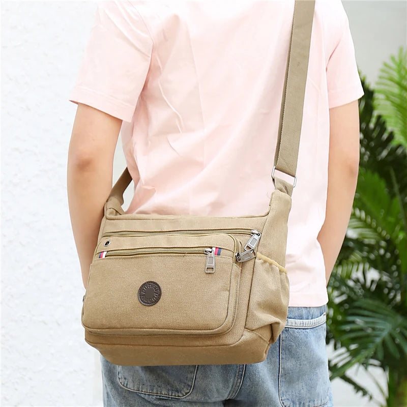 Men Canvas Travel Shoulder Bag Casual Crossbody Bags Good Qualtiy Outdoor Handbag Travel School Retro Tote Zipper Messenger Bag