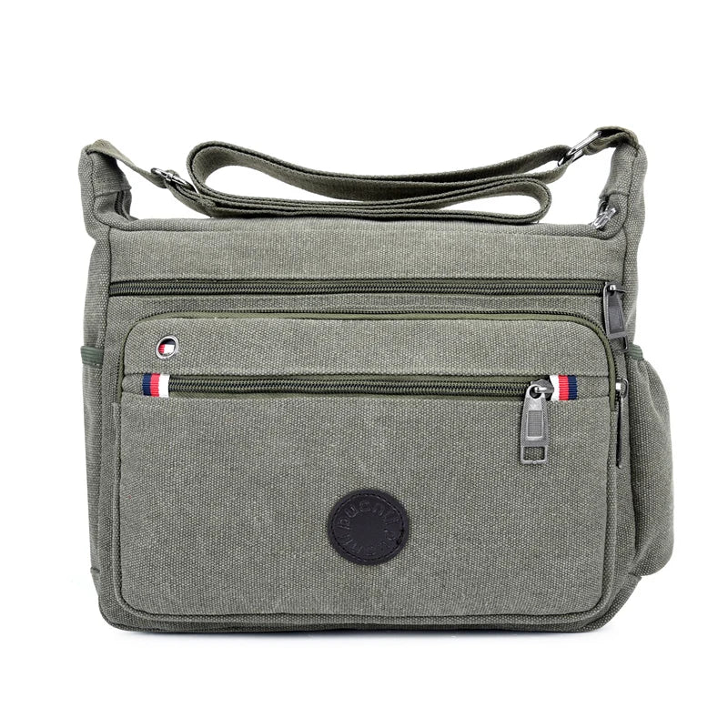 Men Canvas Travel Shoulder Bag Casual Crossbody Bags Good Qualtiy Outdoor Handbag Travel School Retro Tote Zipper Messenger Bag